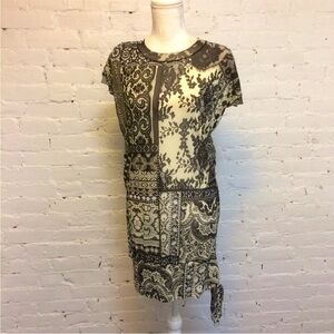 Fuzzi mesh mini dress tie hem b/w size small
